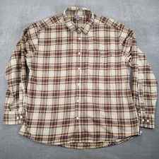 Eddie Bauer Y2K Flannel Plaid Shirt Long Sleeve Button Up Brown Shirt XXL