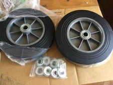 AR-PRO (2-Pack 10'' X 2'' Flat Free Solid Rubber Tire and Wheel, 3/4" & 5/8" & 1