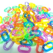 400 Pcs Chain Links Plastic Bird Parrot Pet Parts Foot Small DIY Toy Mix Color C