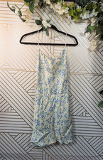 ZARA Women's Strappy Racerback Cowl Neck Floral Viscose Mini Dress size Medium