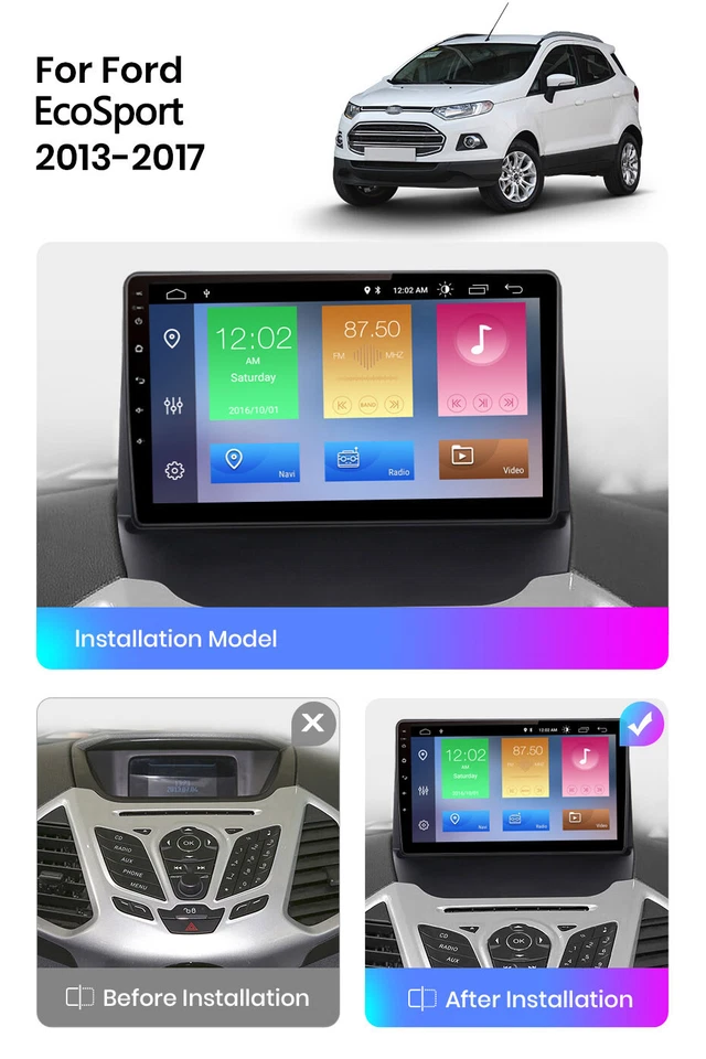 ESTOCK1 CARTABLET ANDROID 11 PER FORD FIESTA 2GB RAM - 32GB ROM AUTORADIO 9"  - Immagine 3 di 4