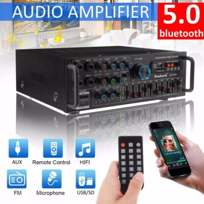 Sunbuck 2000W HIFI Verstärker bluetooth Digital Stereo Audio Amplifier USB Aux