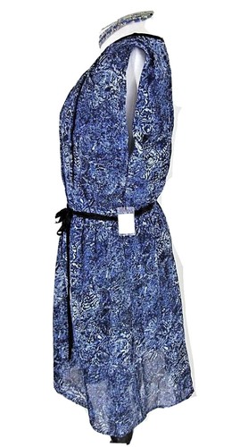 FYLO NWT Size L/G Navy/Royal Blue/White Abstract Print Sleeveless Sheath Dress - Picture 4 of 8