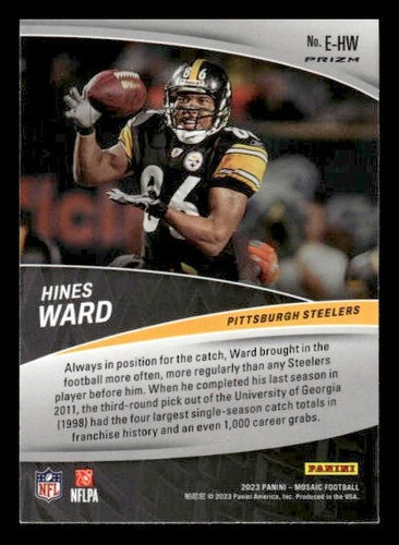2023 Panini Mosaic #E-HW Hines Ward Elevate Mosaic Green Pittsburgh Steelers - Picture 2 of 2