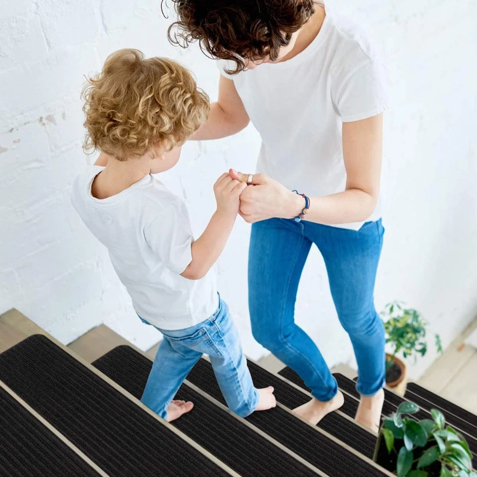Escaleras Alfombra Antideslizante Interior Corredores de Escaleras para Escaleras de Madera, Alfombras para Escaleras Foto 4 de 4