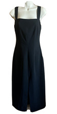 NWT ZARA Medium Midi Tube Dress Square Neck Black Slit Stretchy