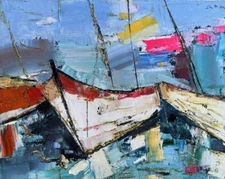 Original abstract painting oil on canvas board 8x10 in by Anastasiya Kimachenko