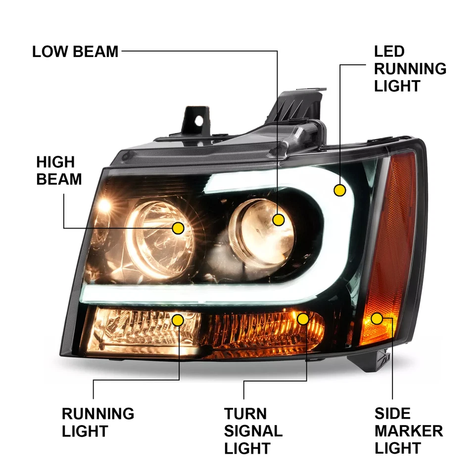 Faros para proyector Avalanche/Suburban/Tahoe 2007-2014 barra LED IZQUIERDA+DERECHA Foto 2 de 4