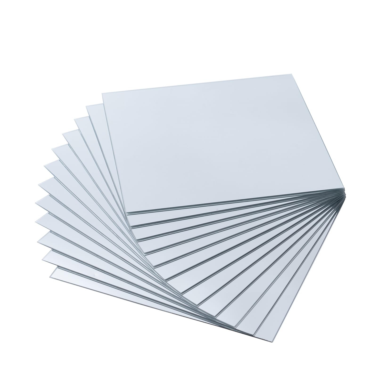 Home Gym Essential, Set of 12 Square Wall Mirror Tiles, 10" Full Body Glass M...