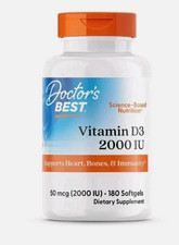 New  Sealed Doctor's Best - Vitamin D3 50 mcg 2000 IU 180 Softgels Exp 2027