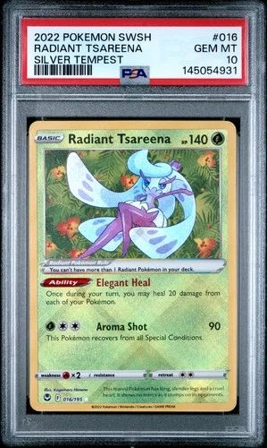 2022 POKEMON SWORD & SHIELD SILVER TEMPEST #016 RADIANT TSAREENA PSA 10