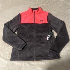 NWT FILA Sport Womens Pink Gray Full Zip Fleece Jacket Pockets Size Medium