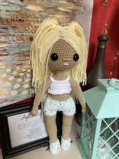 17 Inch Handmade Crochet Doll With A White Undershirt And A Dress Very Unique