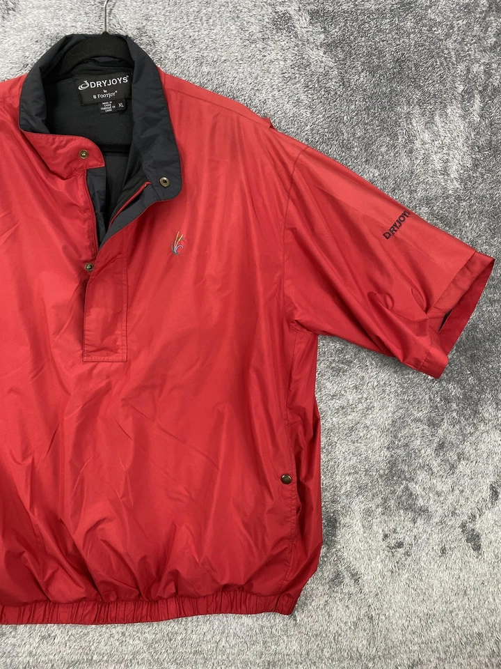 Jaqueta Pulôver Masculina FootJoy DryJoys Extra Grande Vermelha Manga Curta Camisa de Golfe Chuva Vento - Imagem 3 de 4
