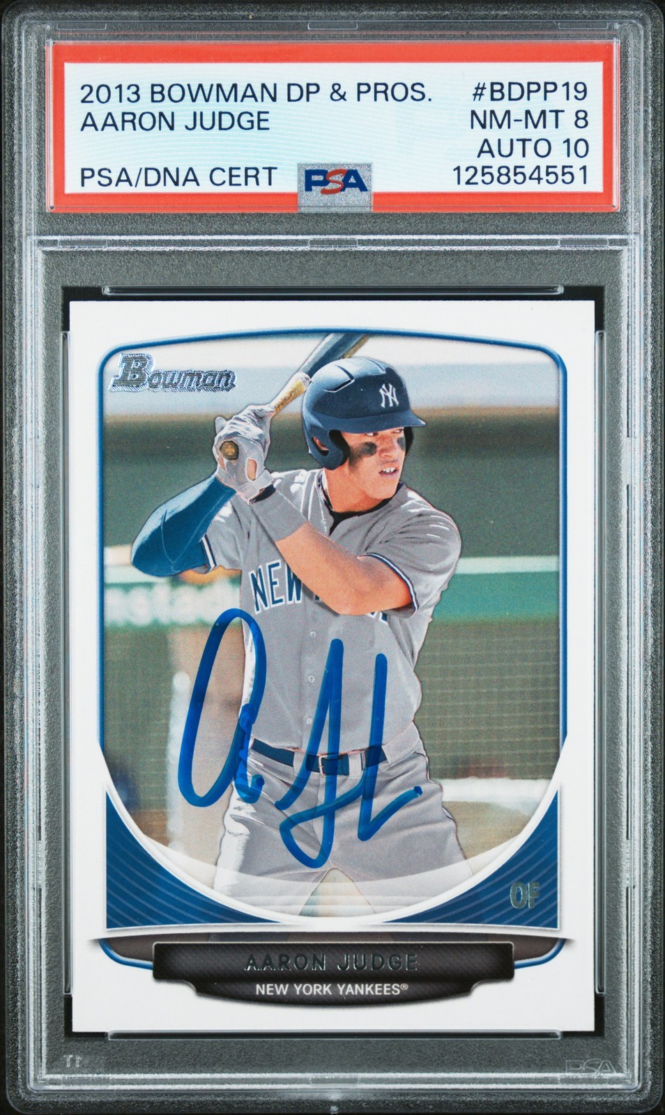 AARON JUDGE 2013 BOWMAN DRAFT & PROSPECTS #BDPP19 PSA 8 AUTO 10 