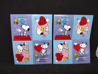 Peanuts Snoopy 8 Valentine's Day School Sticker Cards New American Greeting