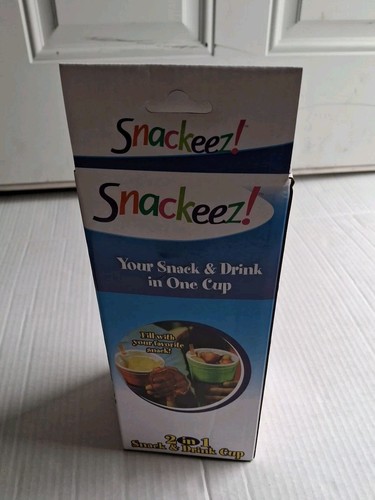 Snackeez 2 in 1 Getränke- & Snackbecher blau/liniengrün wie gesehen TV Neu mit Karton - Bild 7 von 9
