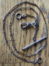 Antique Gold-Plated Pocket Watch Fob Chain 14", Vintage Multiple Clasp