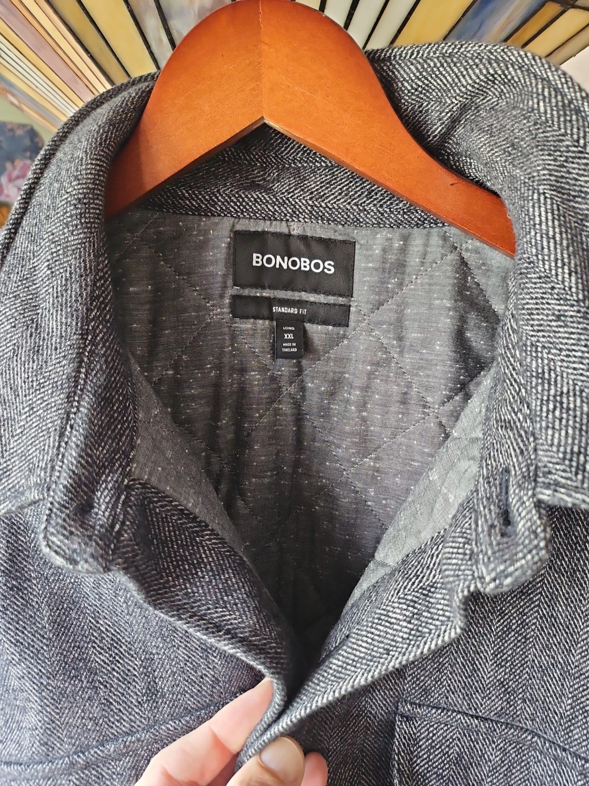 Men's Bonobos Quilted Standard Fit Shacket Black And White Herringbone XXL - product detail image 1