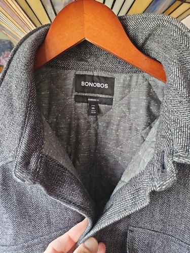 Men's Bonobos Quilted Standard Fit Shacket Black And White Herringbone XXL - product listing photo