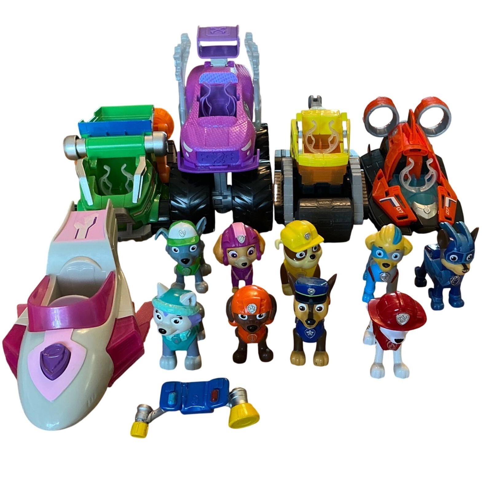 Paw Patrol Toy Lot Vehicles and Figures Chase Marshall Skye Rocky Rubble Zuma