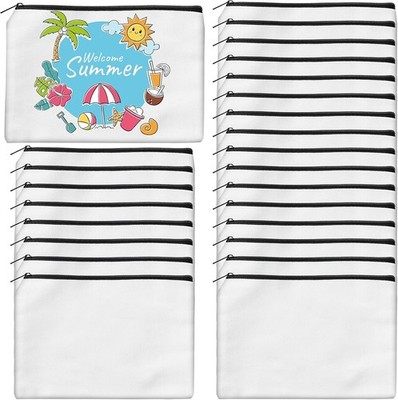 24Pcs Sublimation Blank Canvas Makeup Bags, Bulk Blank DIY Heat Transfer Cosm...