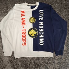 Love Moschino Damen Pullover M Blau/Weiß Log...