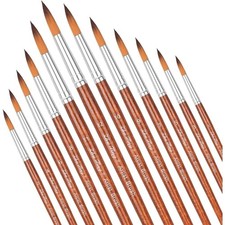 12Pcs Artist Paint Brushes Set Professional Brush Wooden Oil Acrylic Watercolour