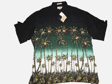 NWT Campia Moda Hawaiian Shirt Size 2XL Black Palm Trees Rayon Vintage MSRP 45