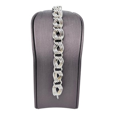 Silver 925 Triple Interlink Ladies Bracelet 28.14 Grams 19cm. Brand New
