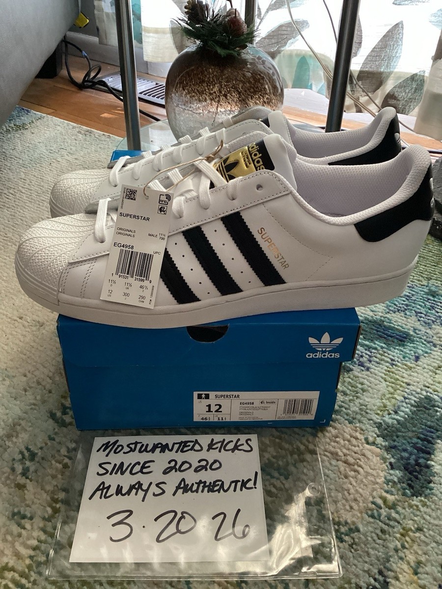 Size 12 - adidas Superstar Footwear White Black for sale online | eBay