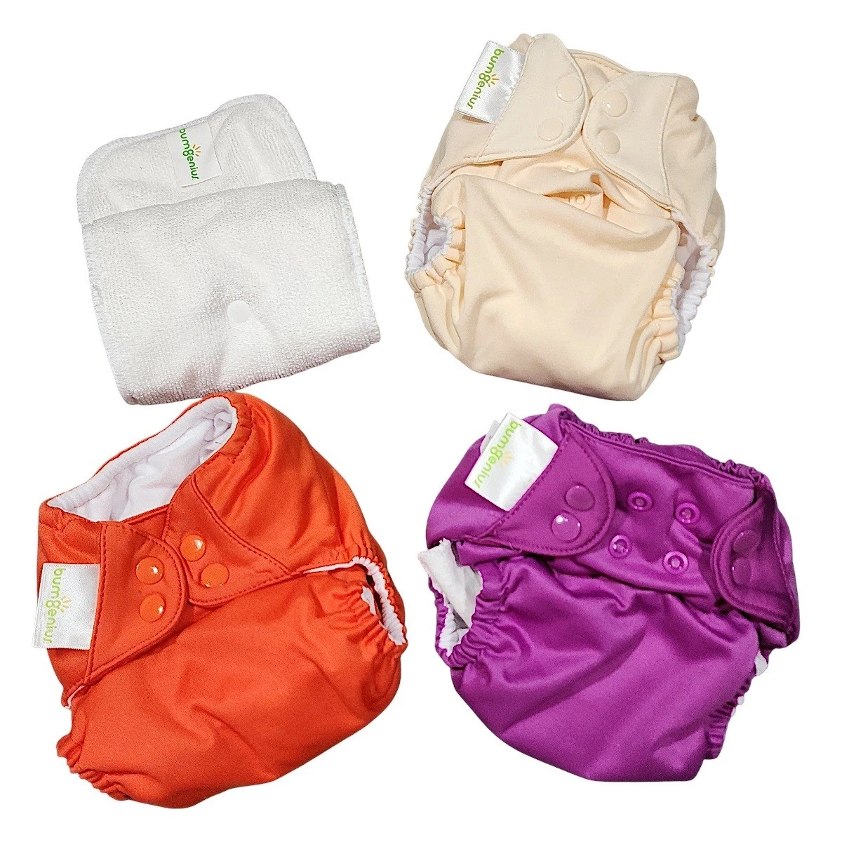 bumGenius Cloth Diaper Lot OS Multi Color Snap Reusable Washable 3pk + Liner NEW