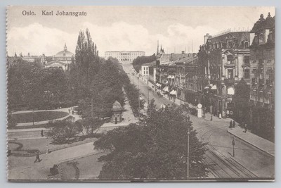 Oslo Karl Johansgate Royal Palace View Park Postkarte Mittet Booklet Single