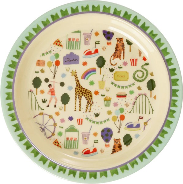 Rice By Rice Melamine Kids Lunch Plate With Mint Fun Fair Print 2 GrößE Standard-image