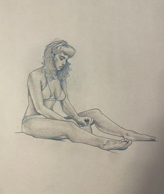 Original Fine Art Woman s Portrait Pencil Drawing 8x11