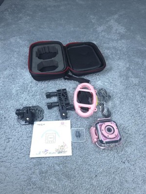 VanTop Kids Action Camera K3 Pink HD Video Waterproof Case 16GB SD Mounts Kit