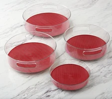 CELLA  4-Piece Clear Turntable Set with Removable Liners - Redwood