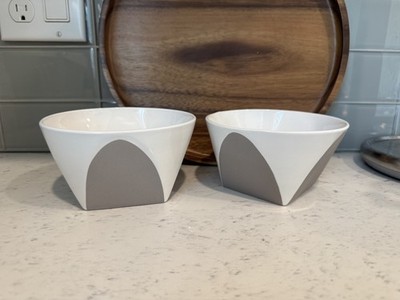 Yield Design Co. DISCONTINUED Geometric Arc Ceramic Bowl White Gray | Set of 2