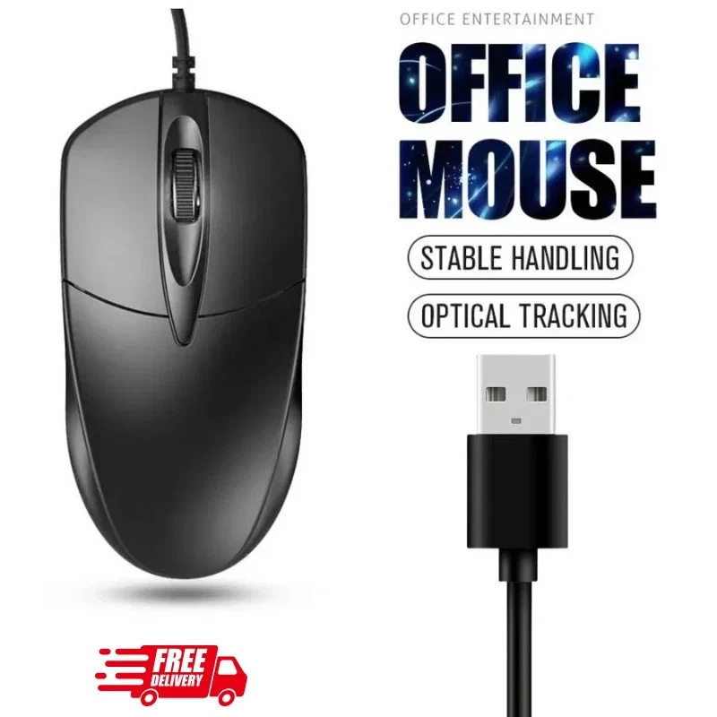 Mouse Cablato USB Ambidestro, Design Ergonomico Robusto, Tracciamento Ottico Preciso, Plug And Play Per PC E Laptop