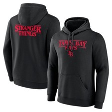 Men's Black Tampa Bay Rays Stranger Things Logo Lockup Pullover Hoodie
