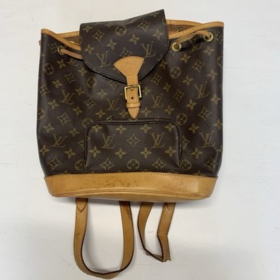 Vintage LOUIS VUITTON GM Backpack Bag Monogram Leather Brown