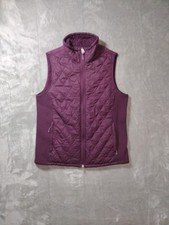 L.L Bean Quilted Vest Girls Misses M Reg Fleece Lined Red Burgundy Gorpcore