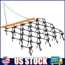 4FT 4' X 4' Heavy Duty Chain Drag Harrow ,3/8" Tines Chain for Leveling, Grading