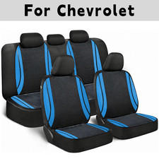 Car Seat Cover Full Set 7pcs For Chevrolet Blue Velvet Front Rear New