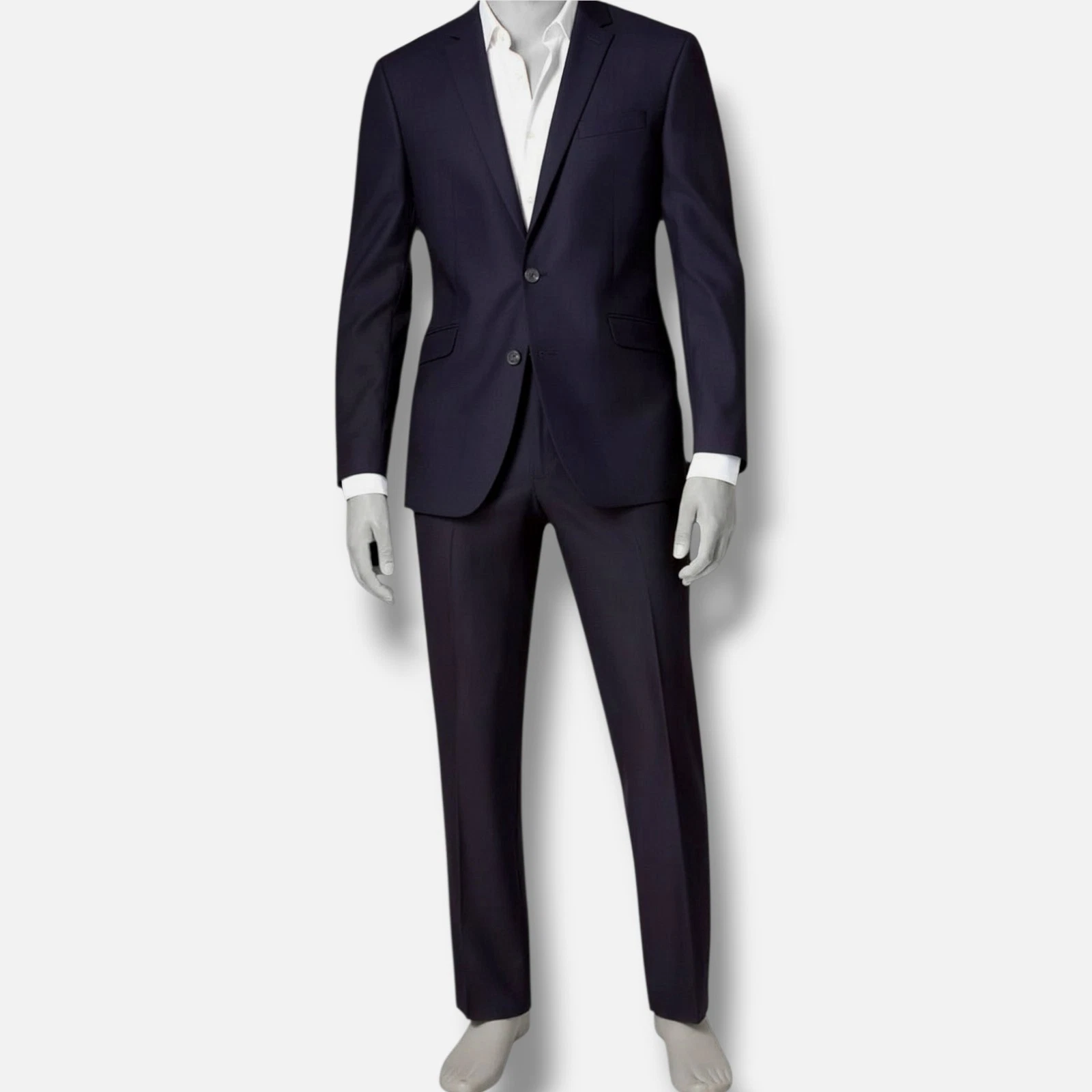 Kenneth Cole Men's Blue Shadow-Check Slim-Fit 2-Piece Jacket Pants Suit Size 40R