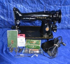 SINGER 201-2 SEWING MACHINE CENTENNIAL SERVICED TESTED SEWED OUT RUNS SMOOTH