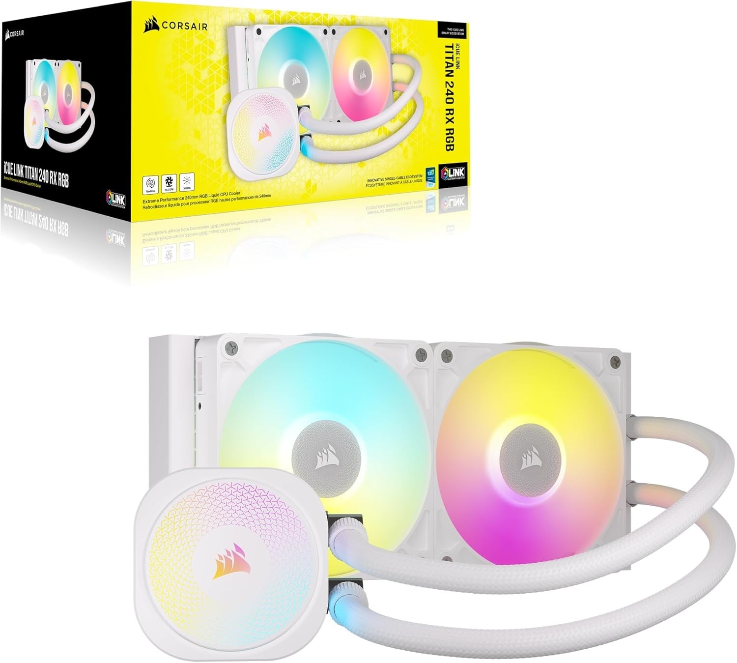 Corsair iCUE LINK TITAN 240 RX RGB 240mm AIO Liquid CPU Cooler - White