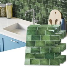 Art3d 20-Pack 12" x 6" Peel and Stick Backsplash Tile, Subway Tile in Green