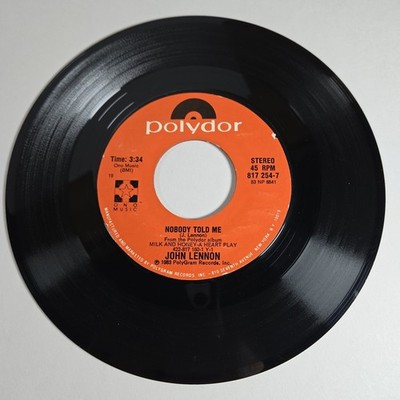 John Lennon ''Nobody Told Me'' 45 Vg+ Tested Jukebox Rare 1983