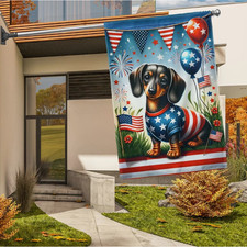 Dachshund Dog America 4th July Flag Garden Flag, House Flag
